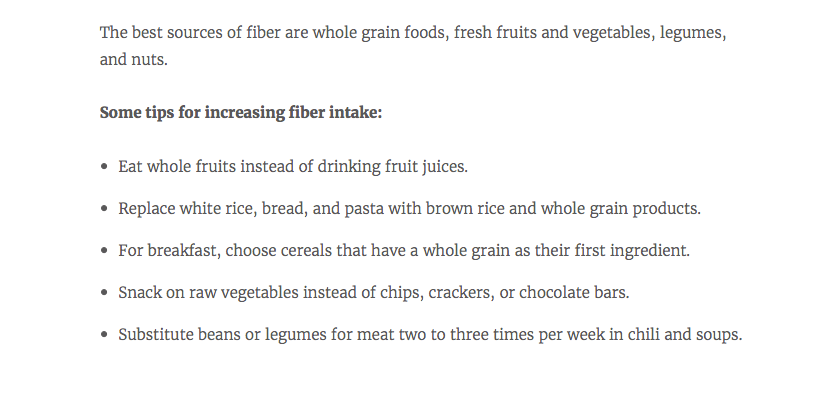 Tips for increasing fiber intake from the Harvard School of Public Health