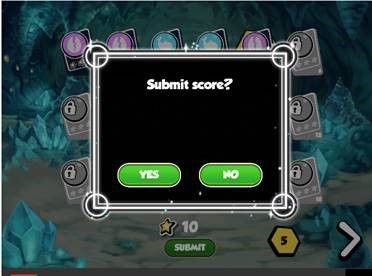 Submit score? Choose yes or no.