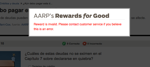 reward is invalid on Spanish language quizzes this morning.png