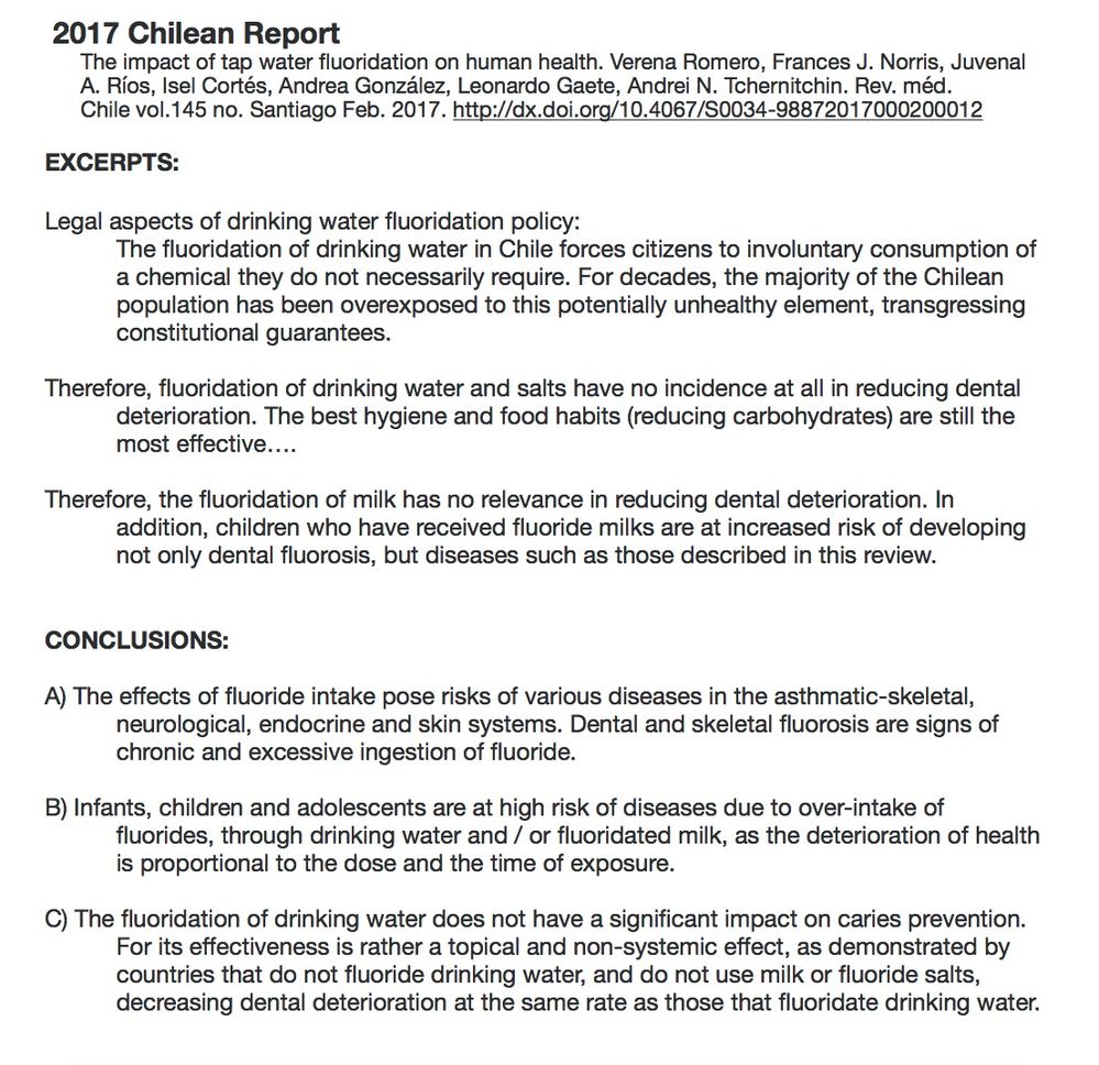Excepts from 2017 Chilean report