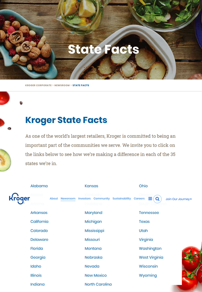States with Kroger Grocery Chains