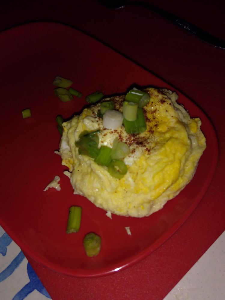 eggs with cheese, pakrika and green onions