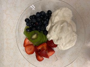 Greek yogurt and fruit for breakfast