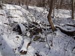 This abandoned upside-down vehicle was found down an old road trace.