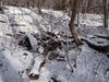 This abandoned upside-down vehicle was found down an old road trace.