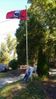 The original drunk Dora. (Dora sat at a flagpole between 2 driveways.)  Couldn't even keep her head up. (2017)