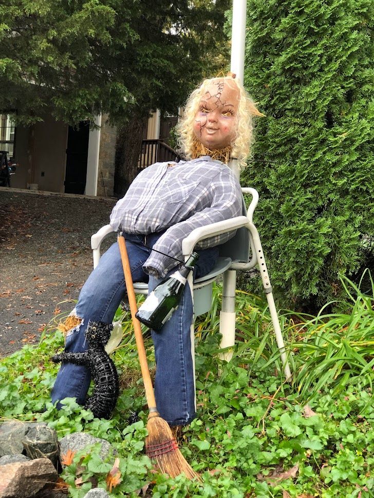 The reincarnated Dora or Dora II or Blondie. (Had to run out between the rain to get a picture on her throne.  Her boobs have suffered some obvious slippage. ) (2021)