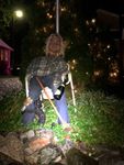 Dora II/Blondie at night.  Trees were lit last Christmas and we left them up all year.  LEDs and on a timer -- hey, why not?r
