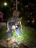 Dora II/Blondie at night.  Trees were lit last Christmas and we left them up all year.  LEDs and on a timer -- hey, why not?r