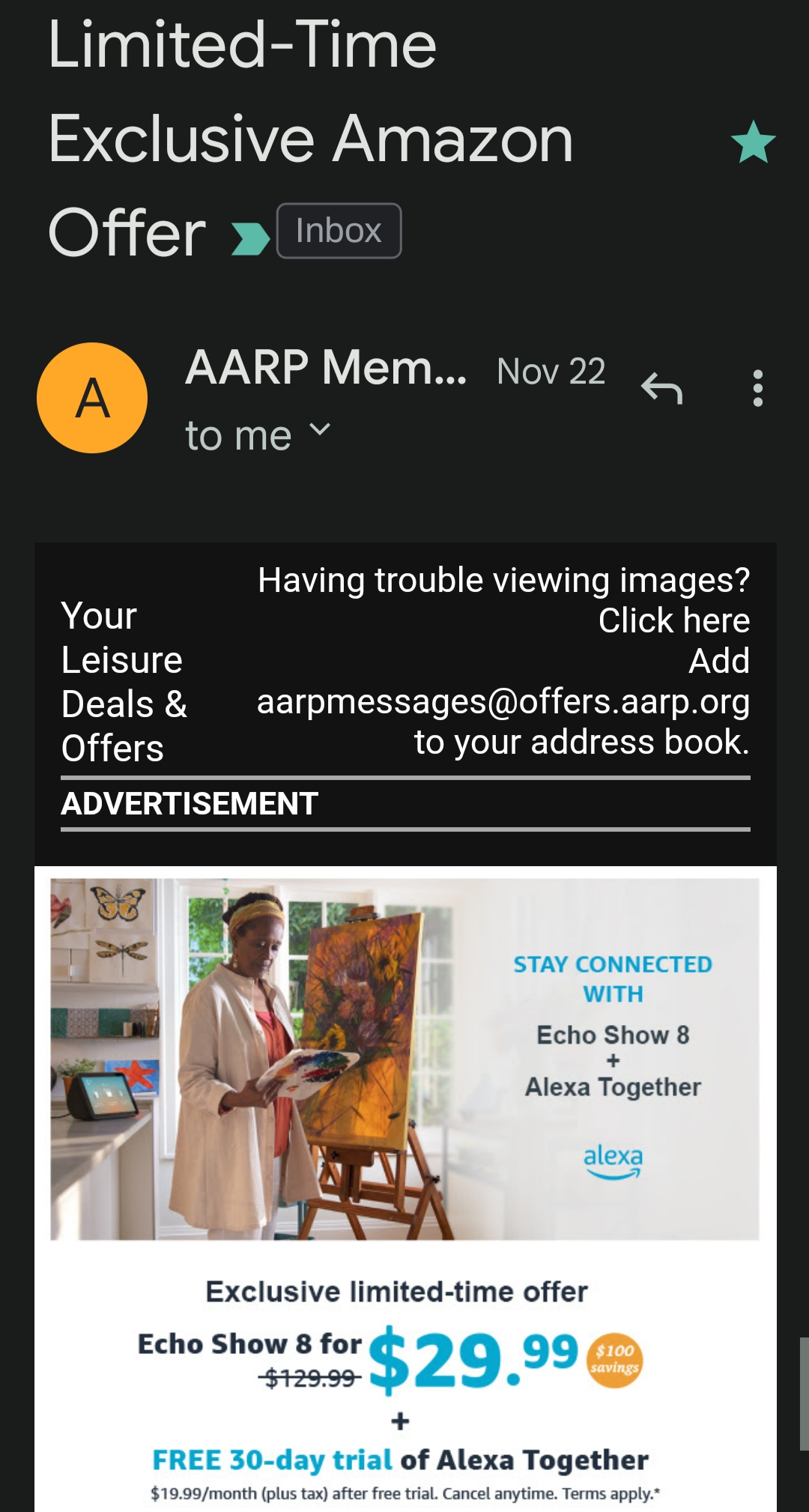 Echo Show 8 with Amazon Altogether Trial AARP Online Community