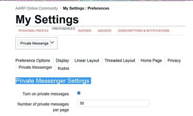 Private Messenger Settings