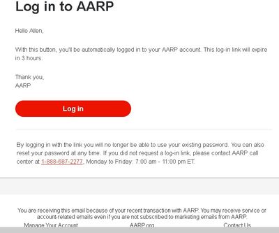 You are receiving this email because of your recent transaction with AARP.