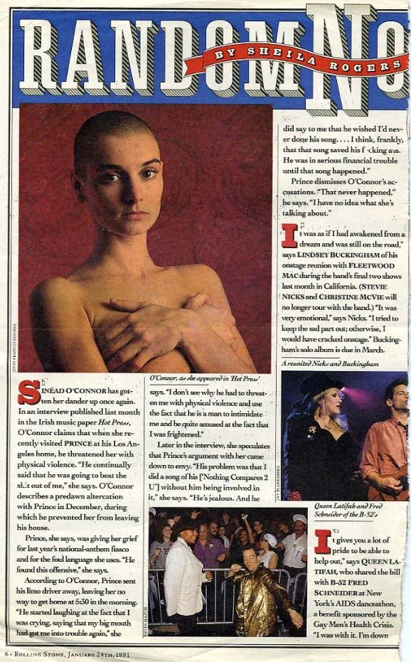 Rolling Stone Jan 24 1991 Article about the scuffle with Sinead OConnor and Prince although Prince denies it.jpg