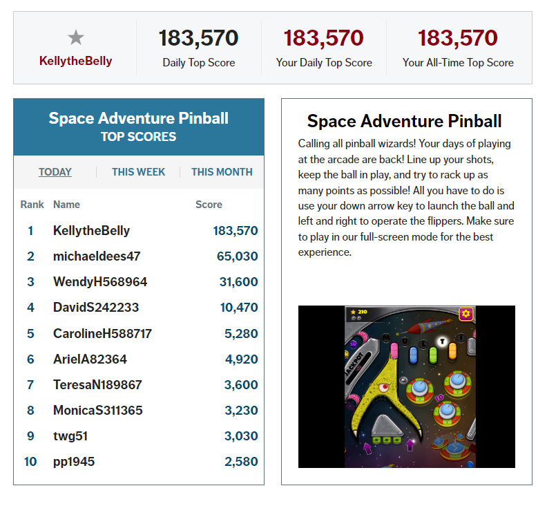 Go Beyond the Stars with Space Adventure Pinball, AARP Online