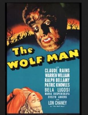 1941 Movie poster of Lon Chaney Jr. in The Wolf Man